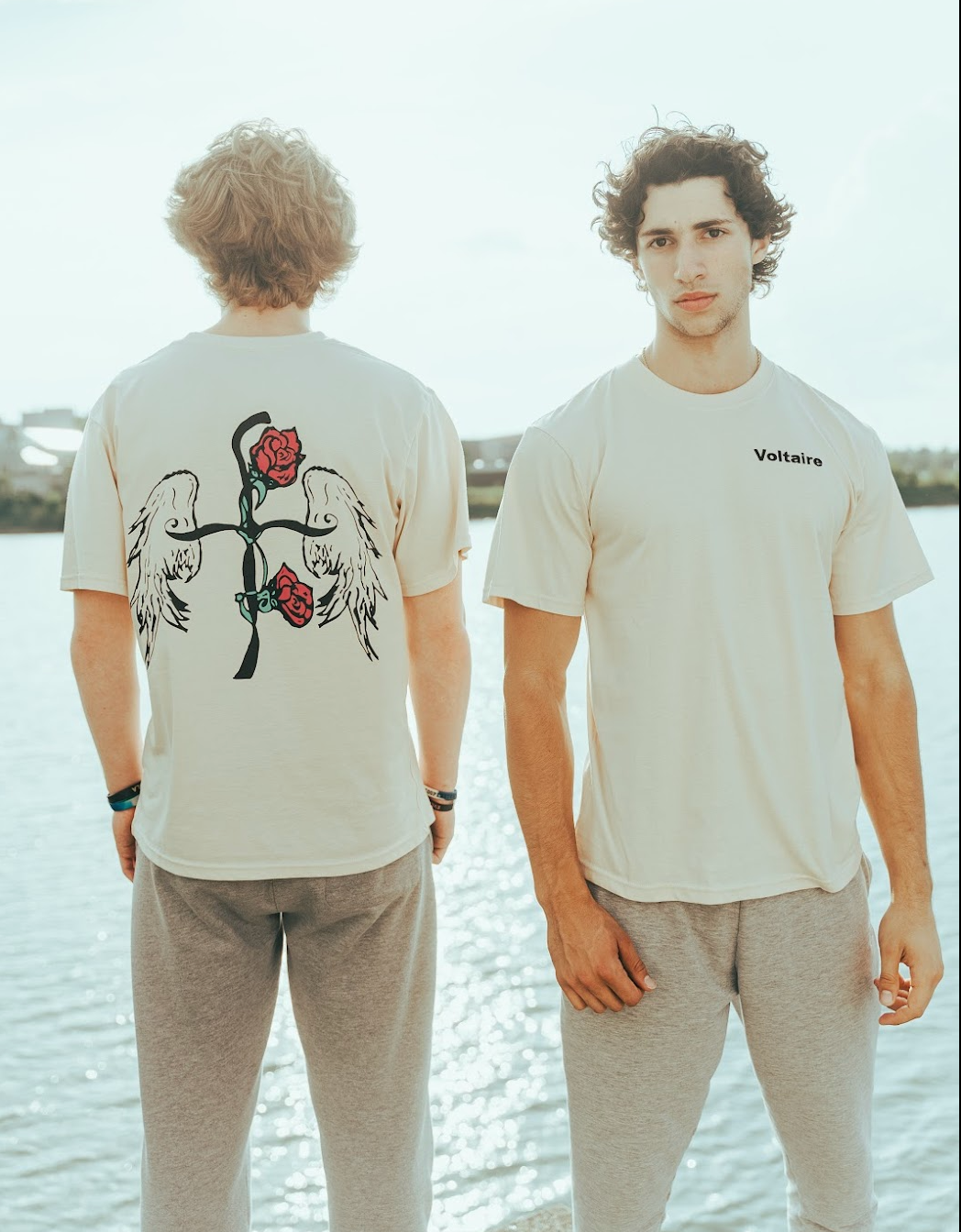 "CROSS" TEE BEIGE